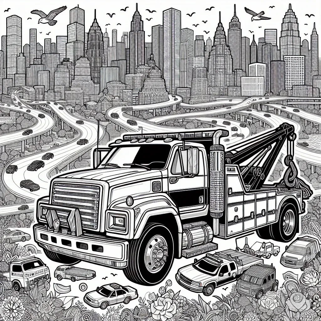 Rev Up Creativity with Our Tow Truck Coloring Page: Fun for Kids and Adults Alike!